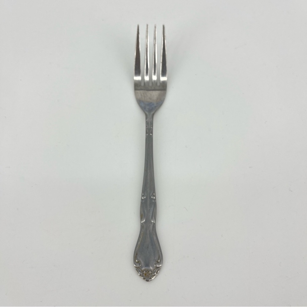Vintage Oneida Melinda Fork Small 7" Stainless Flower Tip Korea Flatware Single